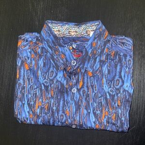 Robert Graham Blue and Orange Patterned Men's Shirt